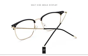 Lunettes rétro demi-monture pour hommes, monture optique vintage en métal et noir.
