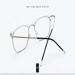 Lunettes de vue rétro demi-monture pour homme, monture transparente et métal pour tous les jours.
