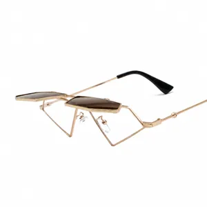 Harajuku style vintage flip-up sunglasses retro metal frame fashion eyewear for women