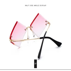 Frameless gradient pink sunglasses fashion trendy irregular sun glasses for women street wear