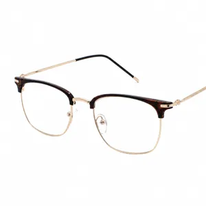 Lunettes de vue rétro style browline demi-monture pour hommes monture verres transparents