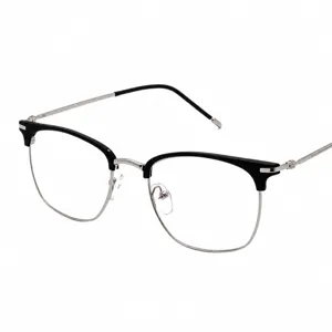 Lunettes homme rétro demi-monture optique verres clairs monture métal élégantes mode