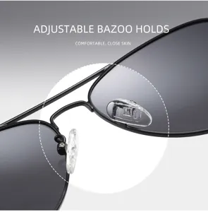 Metallrahmen polarisierte Sonnenbrille Detailaufnahme mit verstellbaren Nasenpolstern.