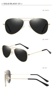 Klassische Metall Piloten Sonnenbrille polarisiert für Damen und Herren, Goldrahmen.