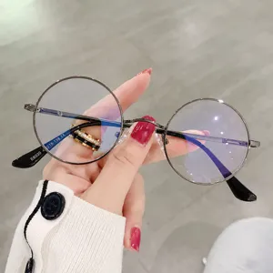 Retro Ronde Metalen Volledig Frame Anti-Blauw Licht Bril Voor Dames Heren Mode Bijziendheid Optisch Brilmontuur