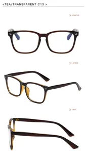 Gafas cuadradas clásicas con bloqueo de luz azul y remaches en color té transparente.