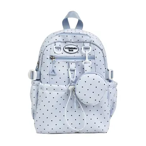 Joli sac à dos étudiant à pois bleu clair cartable pour adolescents loisirs voyage quotidien