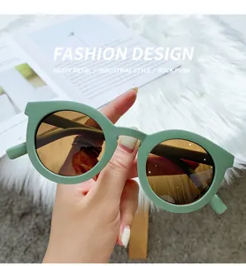 Koreaanse stijl geglaceerde snoepkleur ronde zonnebril voor heren en dames trend