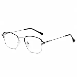 Vintage half frame metal blue light blocking glasses optical frame for men and women