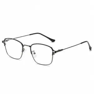 Retro anti-blue light flat optical glasses with metal half-frame design for men and women.