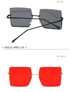 Gafas de sol cuadradas de metal elegante con lentes tintadas y un diseño moderno y chic.