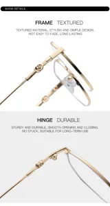 Metal optical glasses frame luxury designer style polygonal anti blue light eyewear details