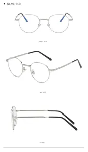 Retro metal anti blue light round glasses clear lens unisex classic vintage spectacles frame