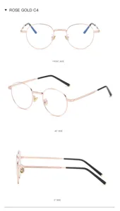 Retro metal anti-blue light glasses round frame rose gold optical eyewear for women men