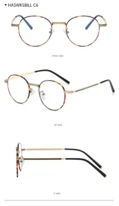 Retro metal anti-blue light round glasses with stylish tortoiseshell rims for daily wear.