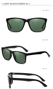 Men's TR90 Square Polarized Sunglasses Outdoor Driving UV Protection Classic Black Frame