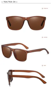 Men square polarized sunglasses with brown frames and lenses for outdoor driving and sun protection.