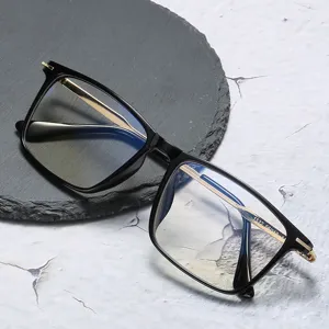 Simple Square Frame Optical Glasses For Women Men TR90 Metal Semi-rimless Flat Glasses Anti-Blue Light Myopia Eyeglasses Frames