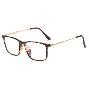 Square optical glasses with tortoise shell frame and gold metal temples for daily wear.