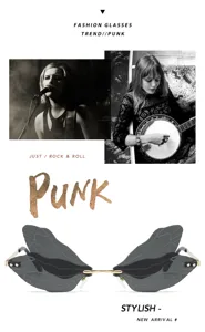 Punk Stil Libellenflügel Sonnenbrille für Damen, Metallrahmen Farbverlauf Gläser Eyewear.