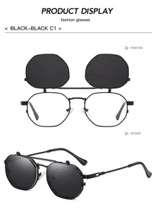 Lunettes de soleil steampunk double couche pour hommes et femmes monture métal