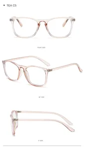 Vue détaillée de lunettes anti-lumière bleue à monture carrée claire, lunettes élégantes.