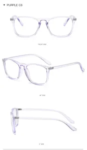 Lunettes de vue carrees violettes transparentes anti lumiere bleue style tendance unisexe