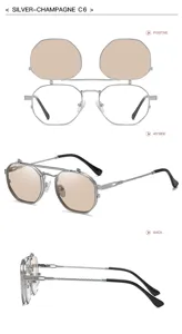 Lunettes de Soleil Steampunk Unisexe Double Verre Monture Métal Rétro Vintage