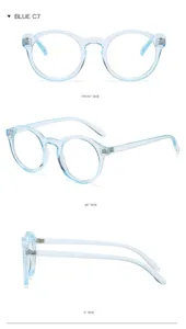 Gafas redondas transparentes azules con filtro de luz azul montura elegante