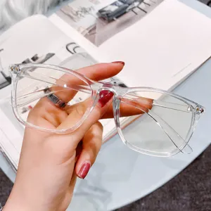 Lunettes de vue carrées transparentes pour hommes et femmes anti-lumière bleue vue