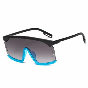 Oversized Einteilige Sonnenbrille Persönlichkeit Getönte Linsen Vintage Colorblock Rahmen Für Unisex Mode Sport Party