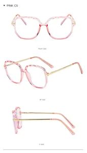 Sfumatura retro cristallo multifaccetto montatura occhiali anti luce blu gamba metallo rosa c5