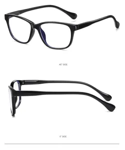 Black anti blue light glasses TR90 square frame casual optical eyewear detail view