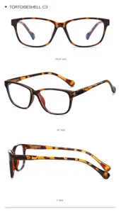 Tortoiseshell blue light blocking glasses with TR90 square frame for men and women daily use.