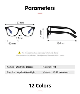 Kinder Blaulichtfilter Brille TR Gestell leichte optische Kinderbrille in 12 Farben