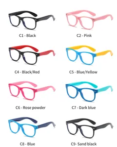 Kinder Blaulichtfilter Brille TR90 Silikon weiche Bügel flexibel klare Gläser bunte Farben