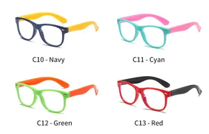 Kinder Blaulichtfilter Brille mit flexiblen Silikonbügeln, stilvolles mehrfarbiges Set.