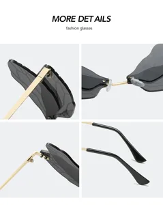 Damen rahmenlose Metall Libelle Farbverlauf Flügel Sonnenbrille, ausgefallene Mode Brille.
