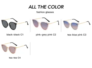 Lunettes de soleil femme mode monture métal œil de chat multicolore protection