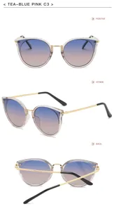 Lunettes de soleil femme œil de chat polarisées mode verres dégradés monture métal UV