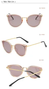 Vue detaillee de lunettes de soleil elegantes pour femmes avec verres roses et monture or.
