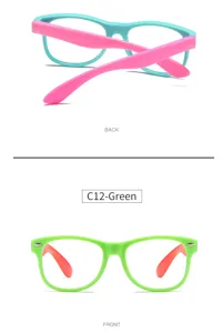 Details der Kinder Blaulichtfilter Brille mit weichen Silikon Bügeln und TR90 Gestell.