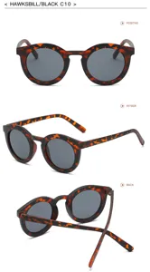 Retro ronde schildpad zonnebril met grijze lenzen voor heren en dames mode stijl.