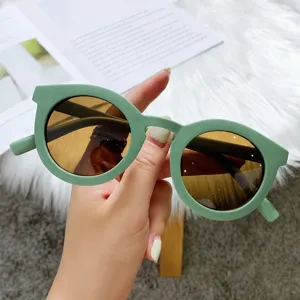 Retro Matte Snoepkleuren Rond Frame Zonnebril Voor Heren Vrouwen Hip Hop UV400 Zonbescherming Bril Trendy Eyewear