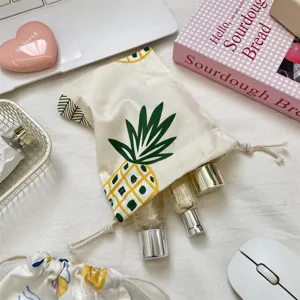 Sac de rangement à cordon en toile avec joli motif d'ananas, pochette organisatrice.