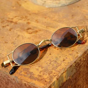 Steampunk Retro Metal Round Frame Sunglasses Gothic Vintage Eyewear For Women Men Fashion Outdoor Wear