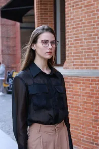 Stylish half metal frame optical glasses for women, lightweight daily prescription eyewear.