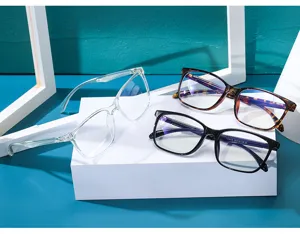 Lunettes anti-lumière bleue carrées transparentes noires écaille monture optique unisexe