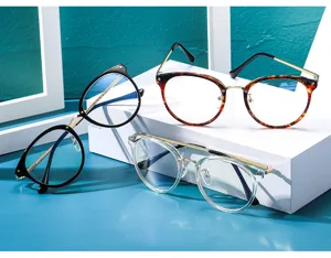 Classic semi-metal anti-blue light glasses with TR90 frames for daily eye protection and fashion wear.
