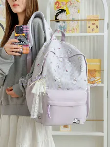 Cute dog print plaid large capacity school backpack for girls teens Japanese student bag